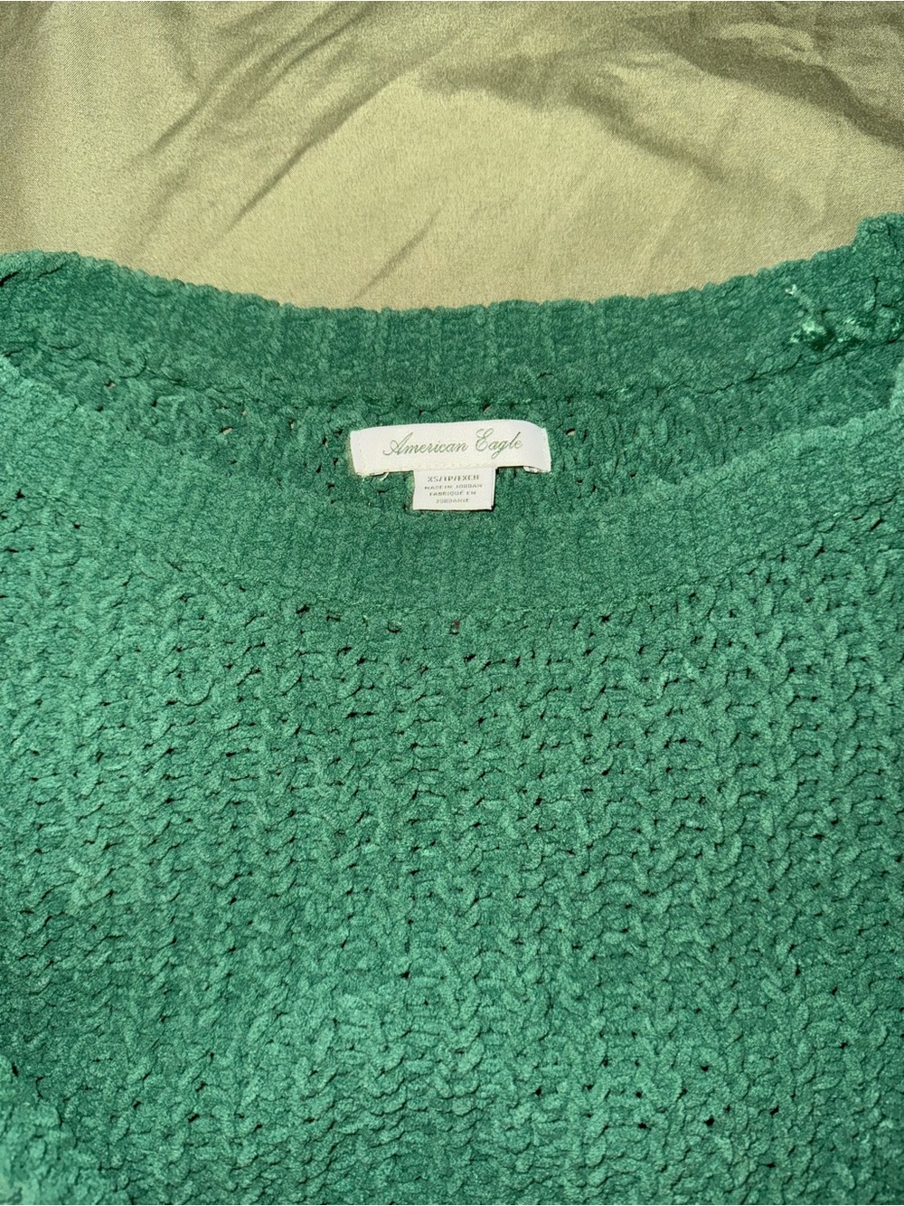 American Eagle Outfitters Teal Green Chunky Crewneck Sweater
